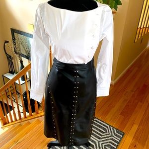 Women’s Black faux leather studded skirt . Excellent condition